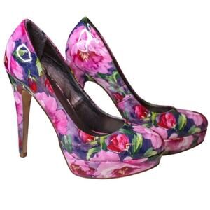 G By Guess Floral Platform High Heel Shoes Shiny Patent Leather 6.5M
